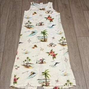 Hot Cotton Dress linen tropical midi womens Cream novelty summer beach